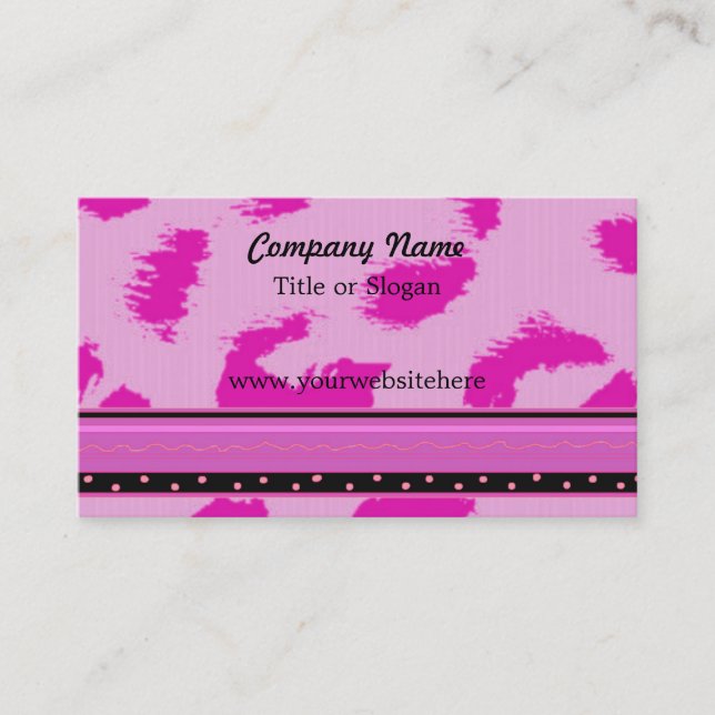 Pink Leopard Pattern Business Card (Front)