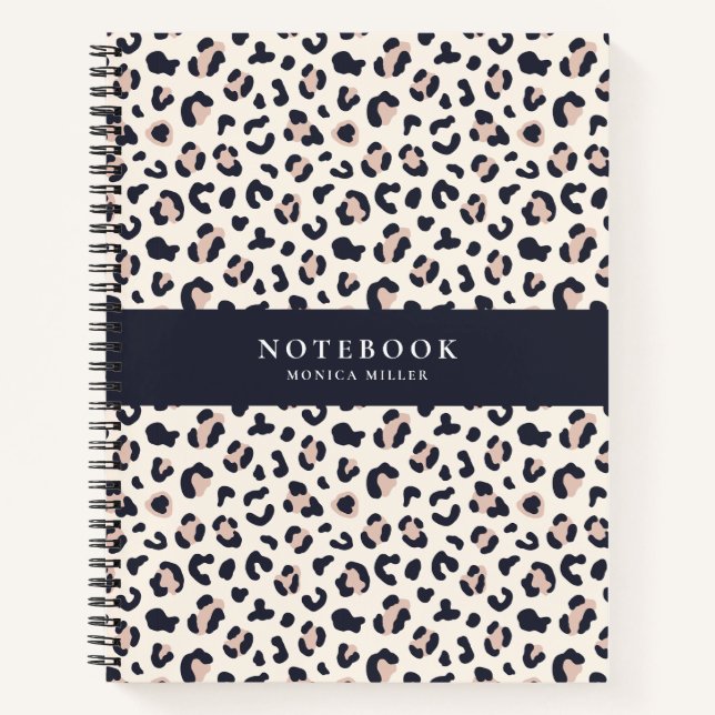 Pink Leopard pattern, custom name  Notebook (Front)