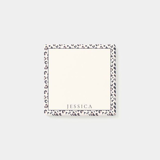 Pink Leopard pattern, custom name  Post-it Notes (Front)
