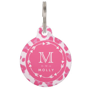 Pink Leopard Pattern - Cute Personalised Pet Tag