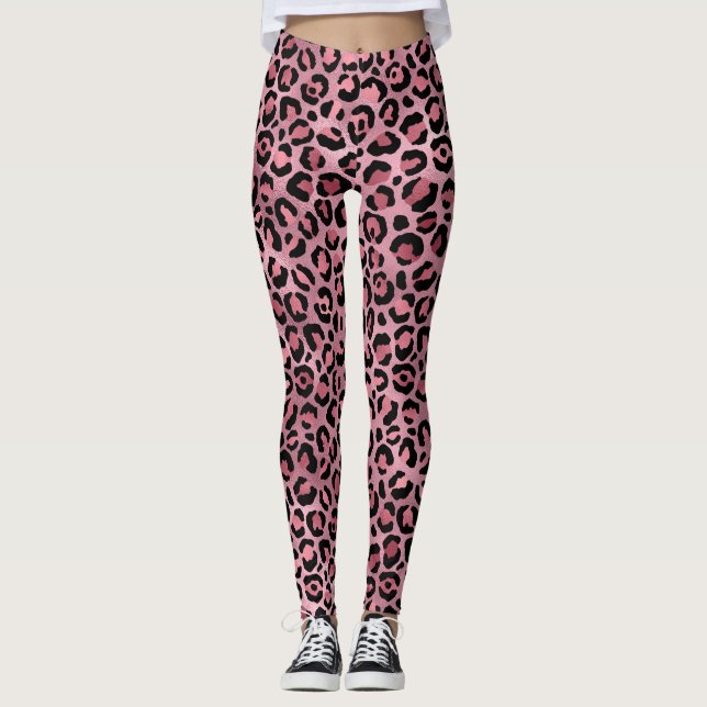 Pink Leopard Pattern Leggings (Front)