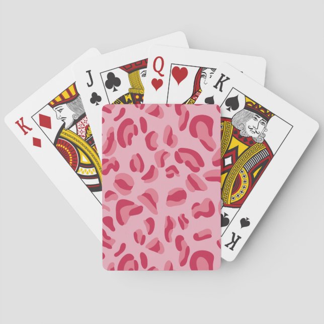 Pink Leopard Pattern Playing Cards (Back)