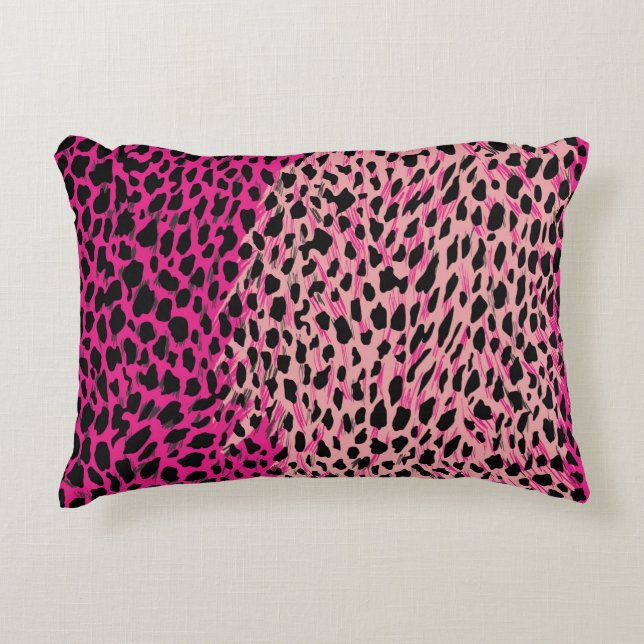 Pink leopard pattern textile fabricanimal,backgrou decorative cushion (Front)