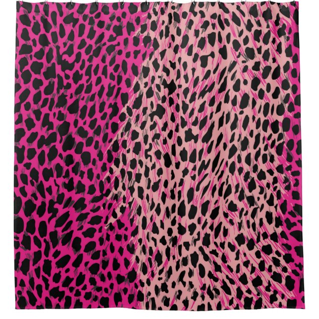 Pink leopard pattern textile fabricanimal,backgrou shower curtain (Front)