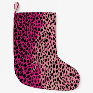 Pink leopard pattern textile fabricanimal,backgrou small christmas stocking