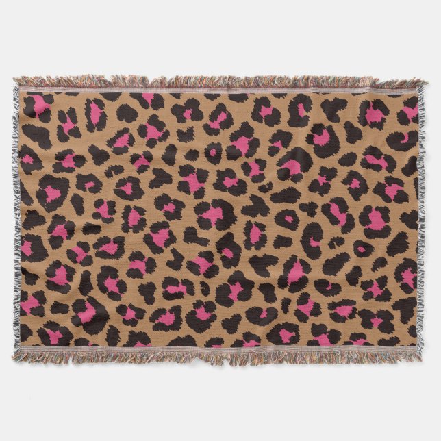 Pink Leopard Pattern   Throw Blanket (Front)