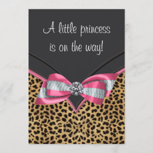 Pink Leopard Princess Baby Shower Invitation