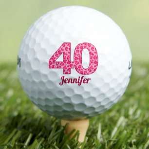 Pink Leopard Print 40th Birthday Golfer 40 Years Golf Balls