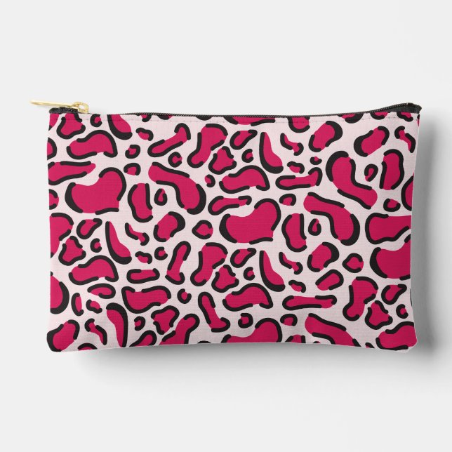 Pink leopard print accessory pouch (Front)