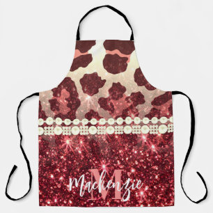 Pink Leopard Print and Glitter Apron