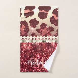 Pink Leopard Print and Glitter Bath Towel Set