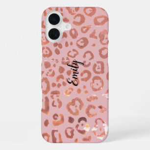 Pink Leopard Print Animal Print Pattern iPhone 16 Plus Case