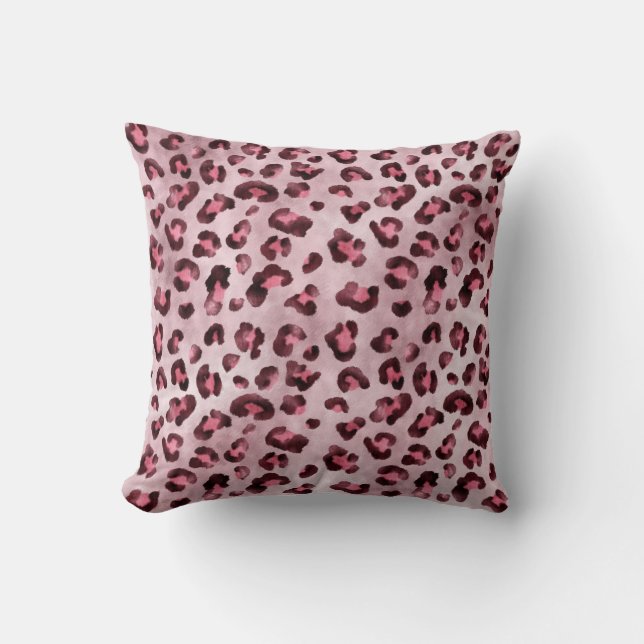 Pink Leopard Print Artistic Wild Cat Fur Texture Cushion (Front)