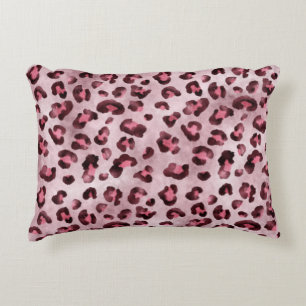 Pink Leopard Print Artistic Wild Cat Fur Texture Decorative Cushion