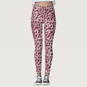Pink Leopard Print Artistic Wild Cat Fur Texture Leggings