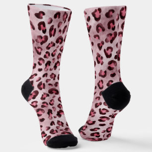 Pink Leopard Print Artistic Wild Cat Fur Texture Socks