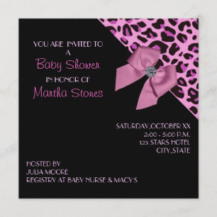 Pink Leopard Print Baby Shower Invitation