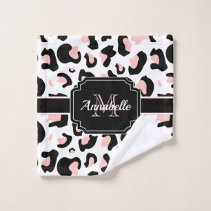 Pink Leopard Print Bath Towel Set