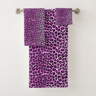 Pink Leopard print Bath Towel Set