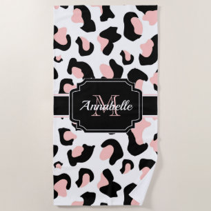 Pink Leopard Print Beach Towel