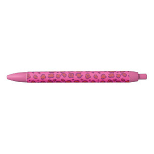 Pink Leopard Print Black Ink Pen