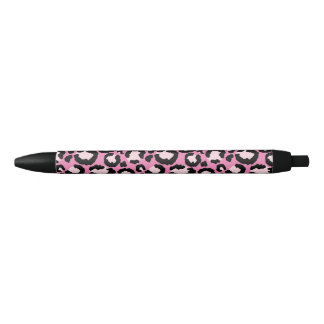Pink Leopard Print Black Ink Pen