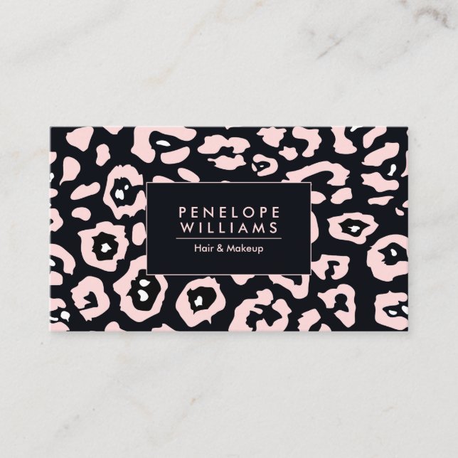 Pink Leopard Print Business Card (Front)