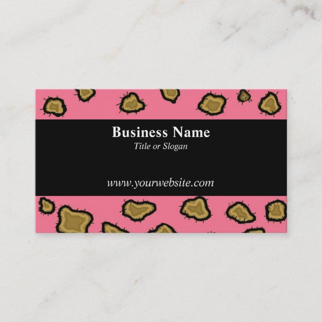 Pink Leopard Print Business Card (Front)