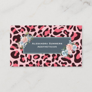 Pink Leopard Print Business Cards