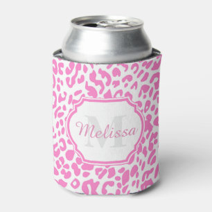 Pink Leopard Print Can Cooler