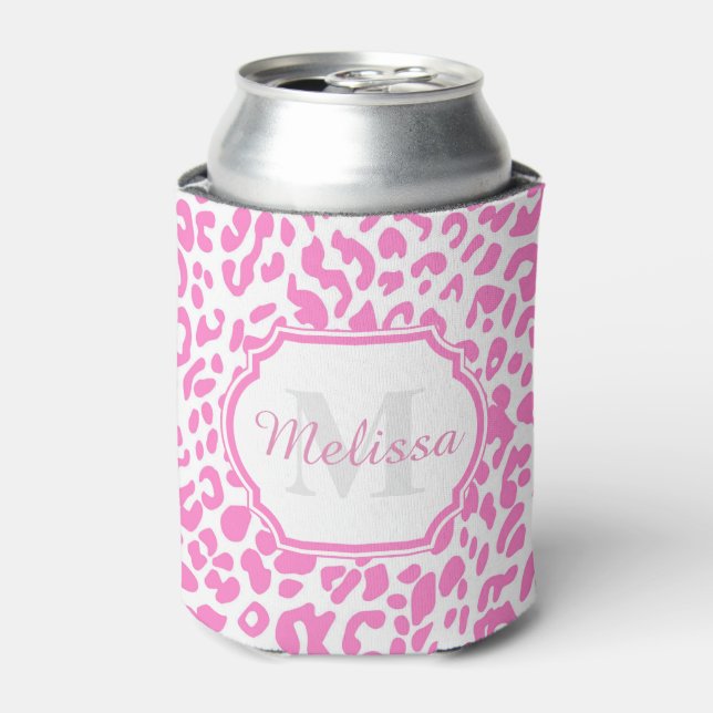 Pink Leopard Print Can Cooler (Can Front)