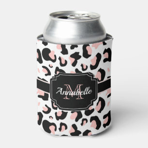 Pink Leopard Print Can Cooler