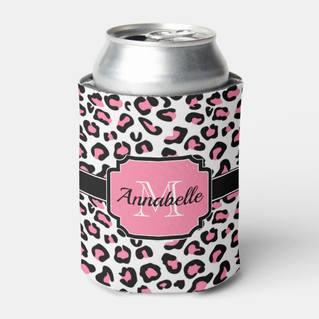 Pink Leopard Print Can Cooler (Can Front)