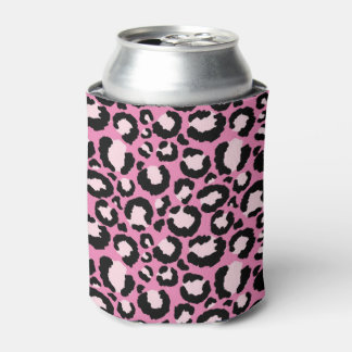 Pink Leopard Print Can Cooler