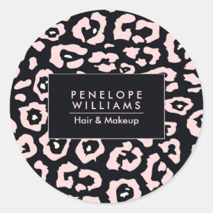 Pink Leopard Print Classic Round Sticker
