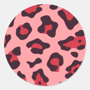 Pink Leopard Print Classic Round Sticker
