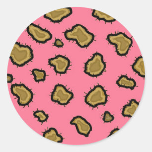 Pink Leopard Print Classic Round Sticker