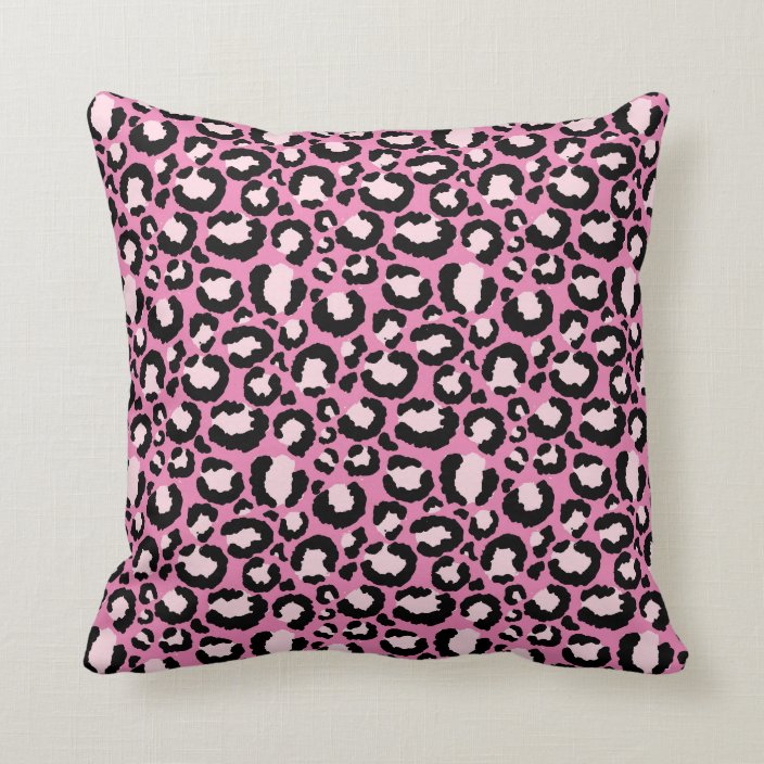 Pink Leopard Print Cushion Zazzle.co.uk