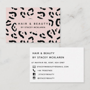 Pink Leopard Print Fun Animal Business Card