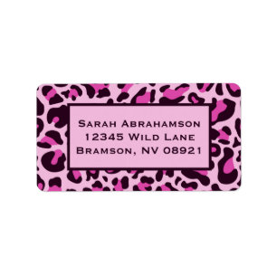 Pink Leopard Print Girly Return Address Labels