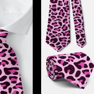 Pink Leopard Print Groomsmen Punk Rock Weddings Tie