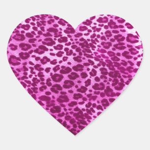 Pink leopard print heart sticker