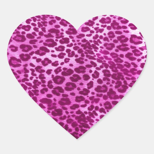 Pink leopard print heart sticker (Front)