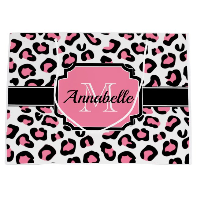 Pink Leopard Print Large Gift Bag (Front)