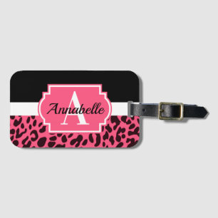 Pink Leopard Print Luggage Tag