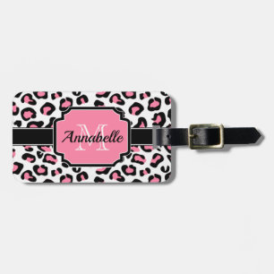 Pink Leopard Print Luggage Tag