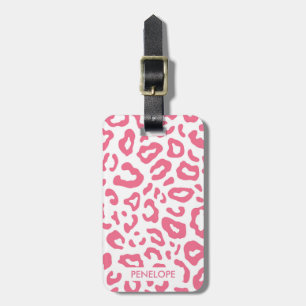 Pink Leopard Print Luggage Tag