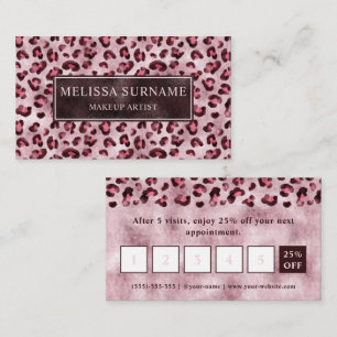 Pink Leopard Print Makeup Artist Loyalty Card