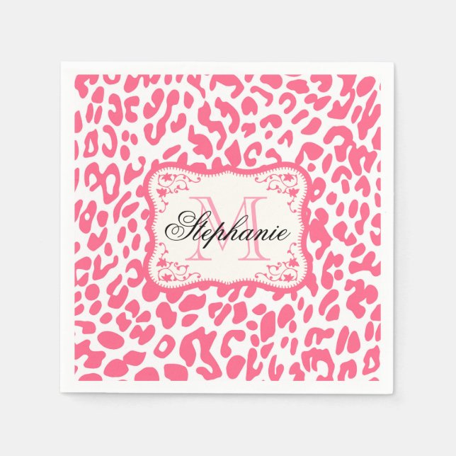 Pink Leopard Print Napkin (Front)