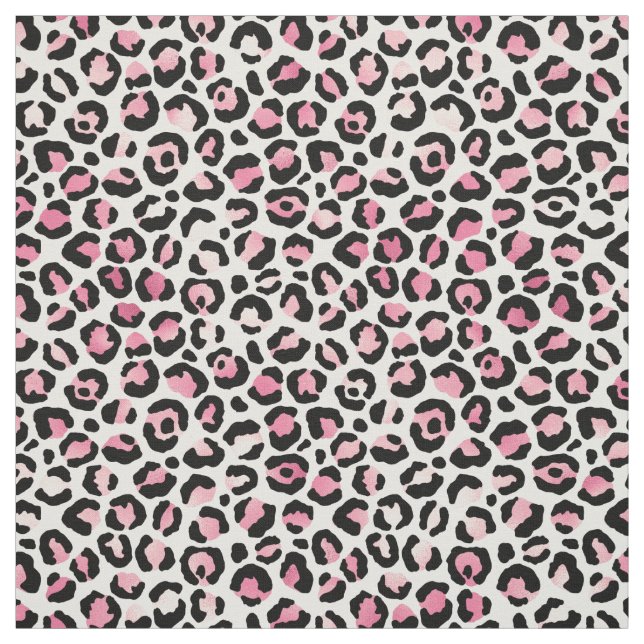 Pink Leopard Print on White Fabric (Swatch)